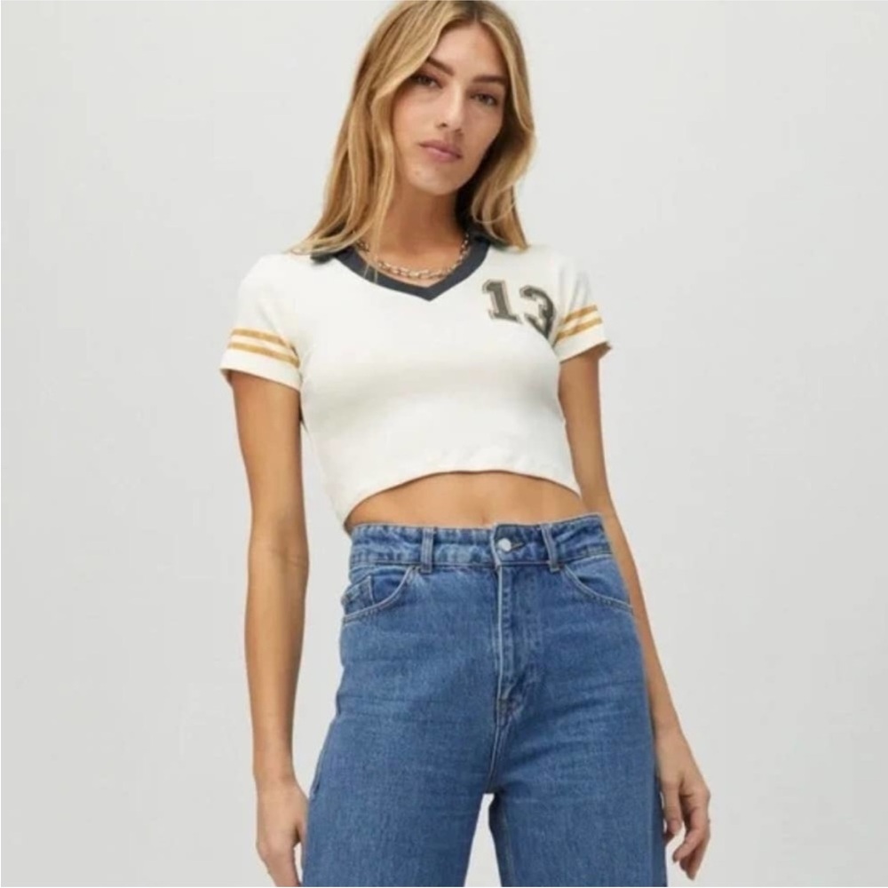 Free People X Daydreamer sporty 13 fitted cropped polo